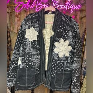 NWOT POL Clothing - Paisley pattern patch detail quilted woven twill jacket